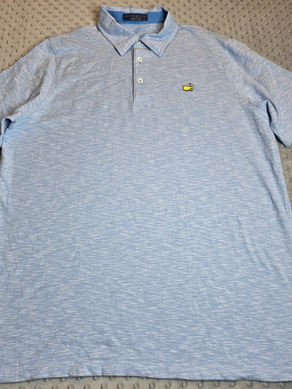 Clubhouse Collection  Light Blue Polo with Masters Embroidered Chest Logo Sz Xl